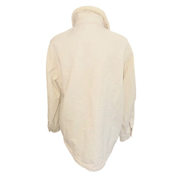 NWT Stoosh Vintage Denim Sherpa Trucker Chore Coat Barn Jacket Cream Oversized - Picture 2 of 14